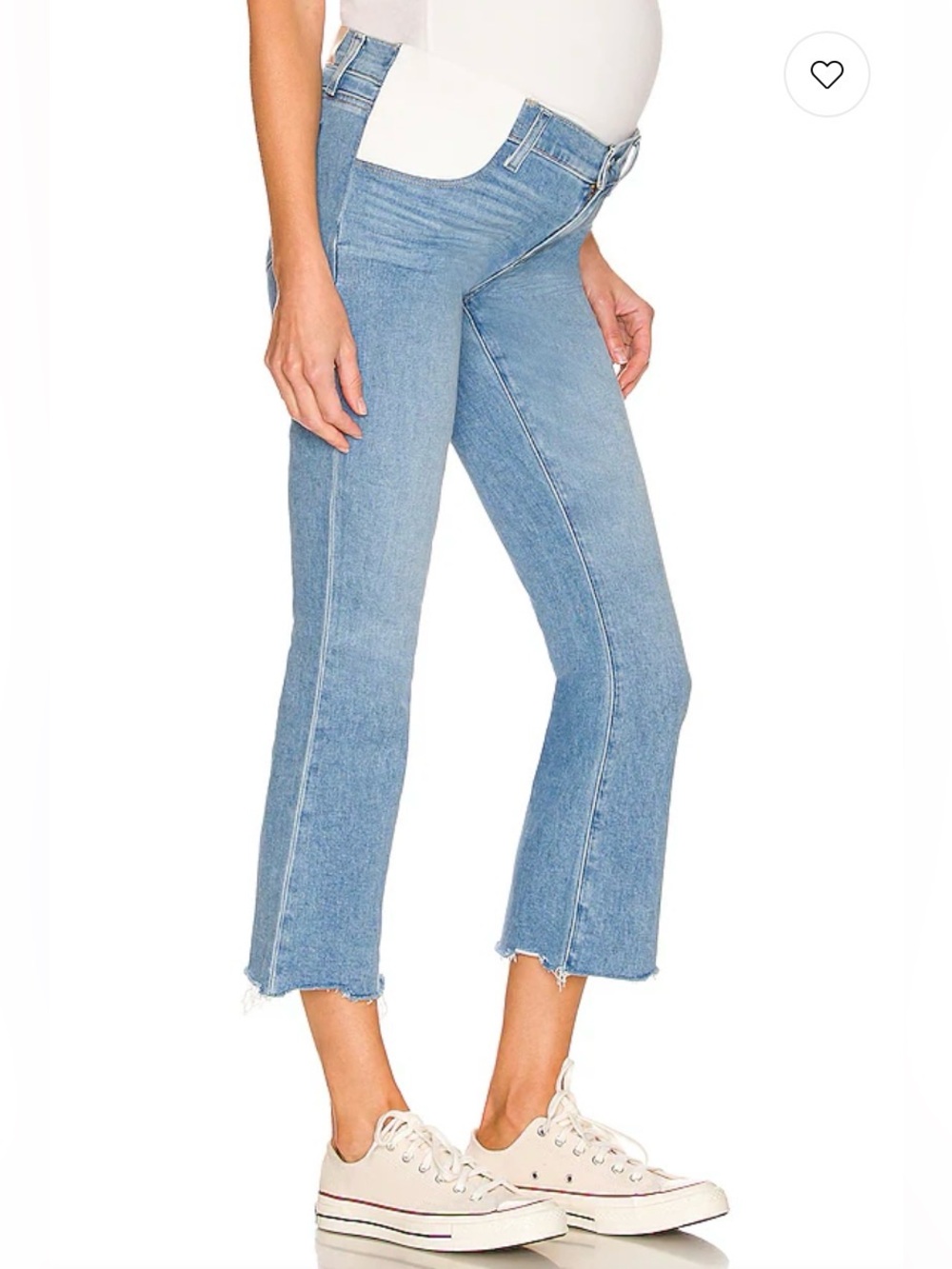 Paige Colette Maternity Crop Flare Jeans in Folk Distressed Size 31 Raw Hem